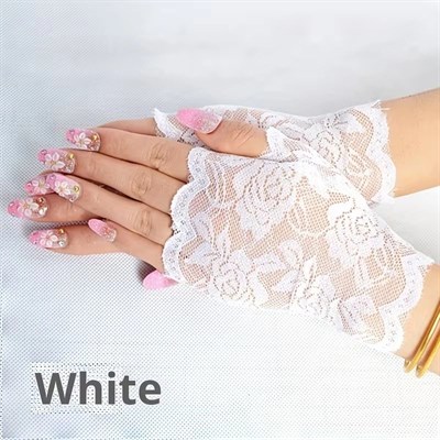 Mey İthalat® Beyaz Dantel Parmaksız Kısa Eldiven