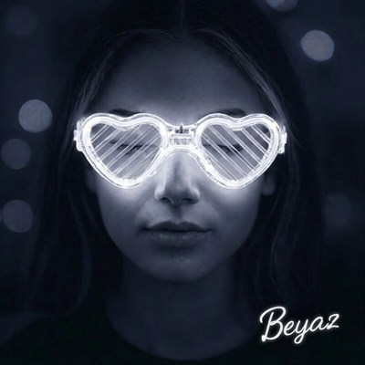 Mey İthalat® Beyaz LED Işıklı Kalp Gözlük – 3 Modlu Parti & Glow Gözlüğü