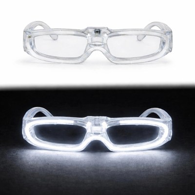 Mey İthalat® Beyaz LED Işıklı Parti Gözlüğü 3 Modlu – Glow & Gece Eğlence Gözlüğü