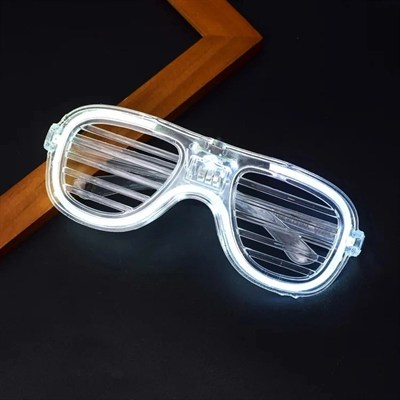 Mey İthalat® Beyaz Led Işıklı Parti Gözlüğü - Neon Glow Şerit Gözlük 3 Modlu