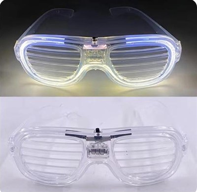 Mey İthalat® Beyaz Led Işıklı Parti Gözlüğü - Neon Glow Şerit Gözlük 3 Modlu