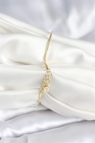 Mey İthalat® Beyaz Sedefli Yonca Model Gold Renk Kadın Bileklik