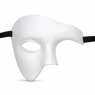 Mey İthalat® Beyaz Yarım Erkek Maske – Phantom Parti & Balo Maskesi