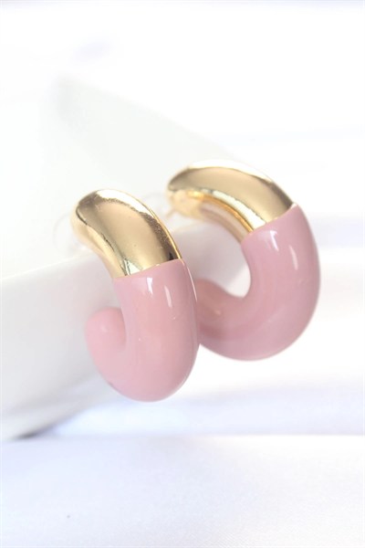 Mey İthalat® CCB Gül Kurusu Gold Çift Renk Küpe