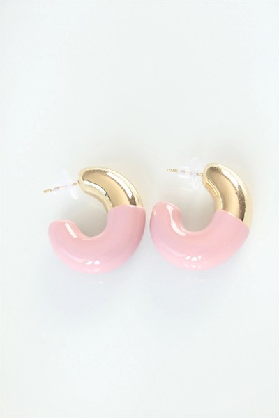 Mey İthalat® CCB Gül Kurusu Gold Çift Renk Küpe