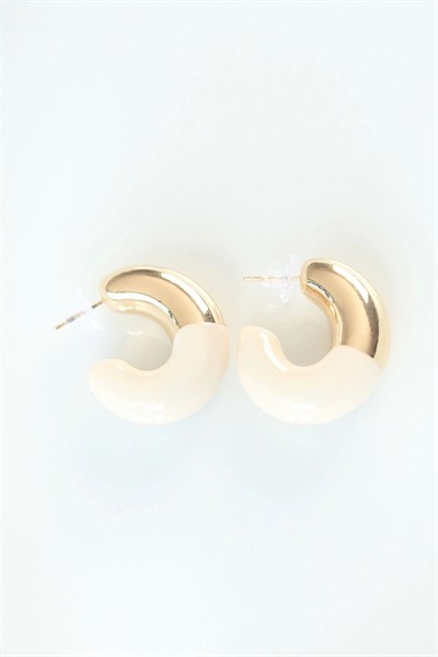 Mey İthalat® CCB Krem Gold Çift Renk Küpe