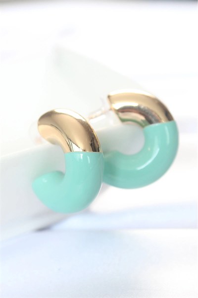 Mey İthalat® CCB Turkuaz Gold Çift Renk Küpe