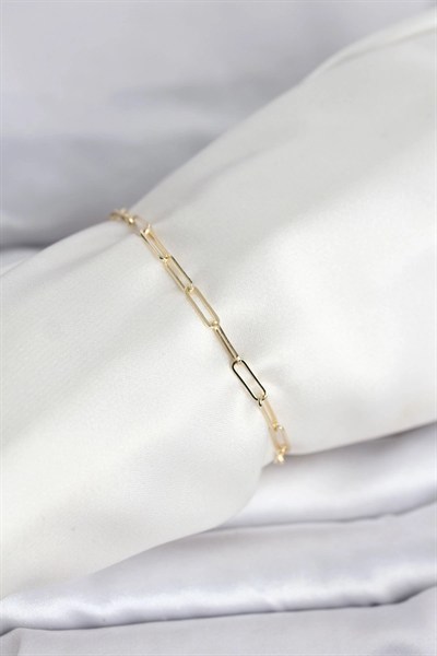 Mey İthalat® CM 14K Gold Renk Ataç Zincir Model Kadın Bileklik