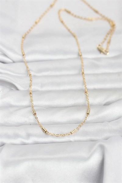 Mey İthalat® CM 14K Gold Renk Bar Zincir Model 60 cm Kadın Kolye