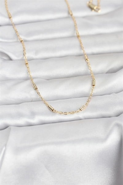 Mey İthalat® CM 14K Gold Renk Bar Zincir Model 60 cm Kadın Kolye