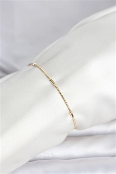 Mey İthalat® CM 14K Gold Renk Barlı Yılan Zincir Model Kadın Bileklik