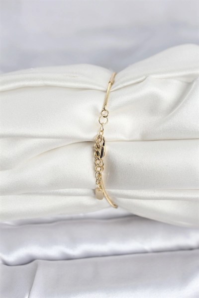 Mey İthalat® CM 14K Gold Renk Barlı Yılan Zincir Model Kadın Bileklik