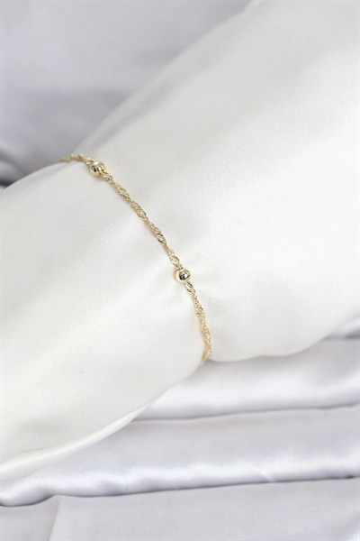 Mey İthalat® CM 14K Gold Renk Burgu Topçuk Model Kadın Bileklik