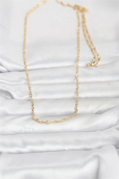 Mey İthalat® CM 14K Gold Renk Burgu Zincirli 60 cm Kadın Kolye