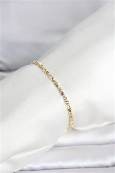 Mey İthalat® CM 14K Gold Renk Burgu Zincirli Model Kadın Bileklik