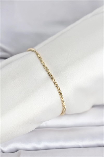 Mey İthalat® CM 14K Gold Renk Burgulu Zincir Model Kadın Bileklik