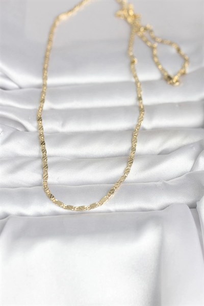 Mey İthalat® CM 14K Gold Renk Çizgi Lazer Model 60 cm Kadın Kolye