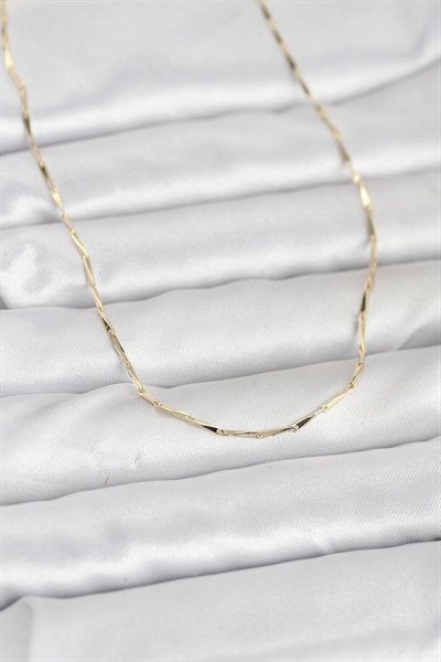 Mey İthalat® CM 14K Gold Renk Çubuk Kesme Zincir Model 60 cm Kadın Kolye