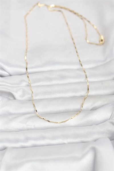 Mey İthalat® CM 14K Gold Renk Çubuk Kesme Zincir Model 60 cm Kadın Kolye