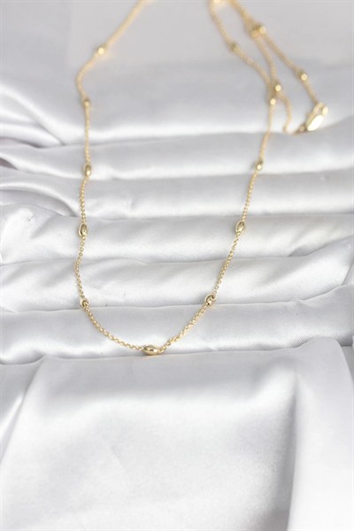 Mey İthalat® CM 14K Gold Renk Damla Topçuk Model Zincirli 60 cm Kadın Kolye