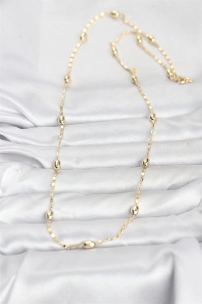 Mey İthalat® CM 14K Gold Renk Damla Topçuklu Zincir Model 60 cm Kadın Kolye