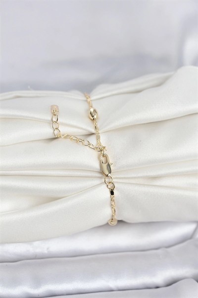 Mey İthalat® CM 14K Gold Renk Damla Topçuk Model Kadın Bileklik