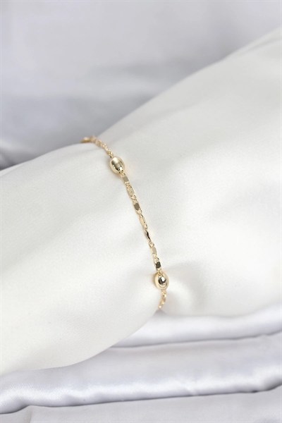 Mey İthalat® CM 14K Gold Renk Damla Topçuk Model Kadın Bileklik