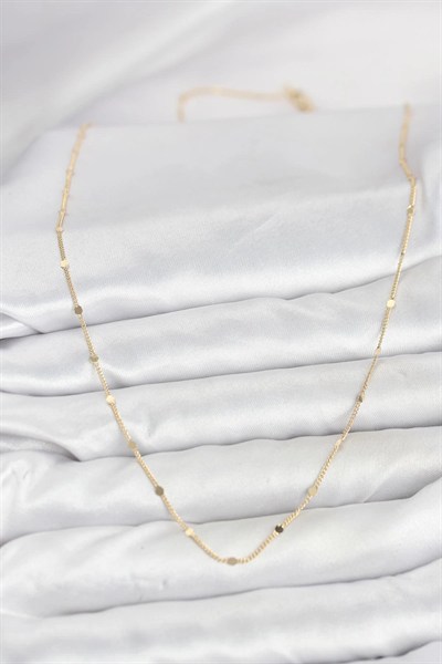 Mey İthalat® CM 14K Gold Renk Ezme Pul Model 60 cm Kadın Kolye