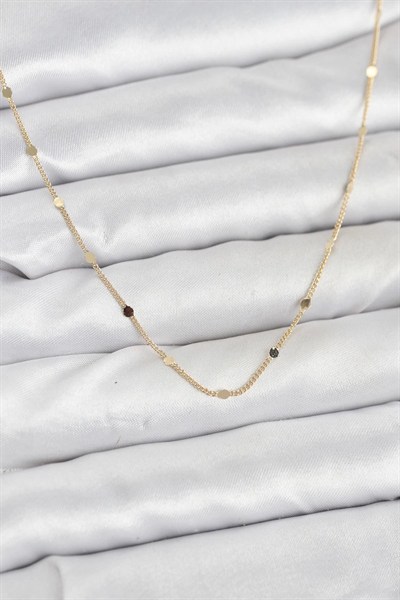 Mey İthalat® CM 14K Gold Renk Ezme Pul Model 60 cm Kadın Kolye