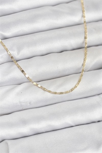 Mey İthalat® CM 14K Gold Renk Ezme Zincir Model 60 cm Kadın Kolye