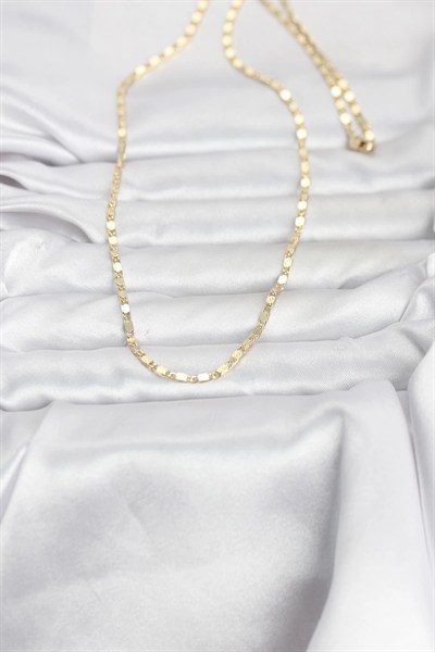 Mey İthalat® CM 14K Gold Renk Ezme Zincir 60 cm Kadın Kolye