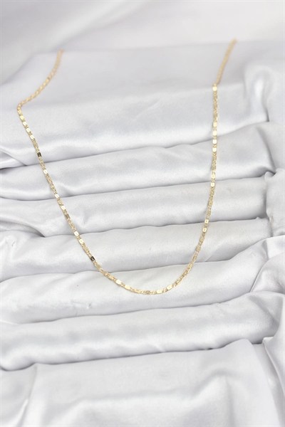 Mey İthalat® CM 14K Gold Renk Ezme Zincir Model 60 cm Kadın Kolye