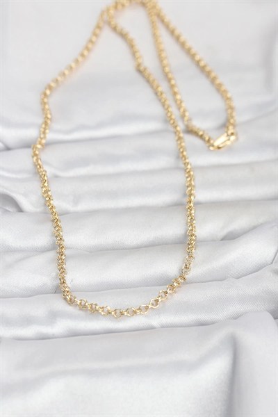 Mey İthalat® CM 14K Gold Renk Halka Zincir Model 60 cm Kadın Kolye