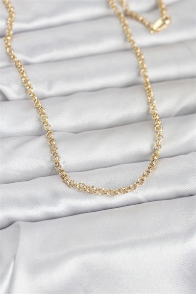 Mey İthalat® CM 14K Gold Renk Halka Zincir Model 60 cm Kadın Kolye