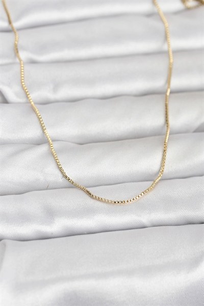 Mey İthalat® CM 14K Gold Renk İnce Kare Zincirli Model 60 cm Kadın Kolye