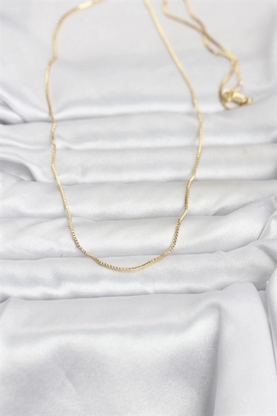 Mey İthalat® CM 14K Gold Renk İnce Kare Zincirli Model 60 cm Kadın Kolye