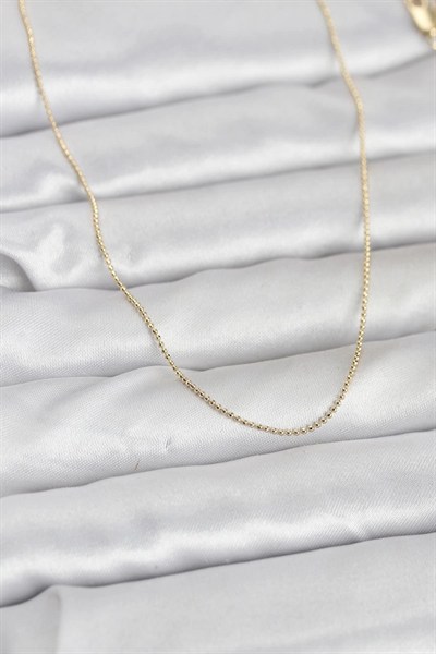 Mey İthalat® CM 14K Gold Renk İnce Top Zincirli 60 cm Kadın Kolye