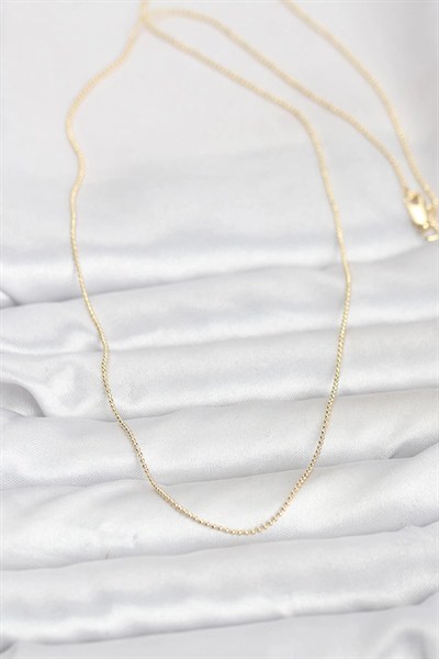 Mey İthalat® CM 14K Gold Renk İnce Top Zincirli 60 cm Kadın Kolye