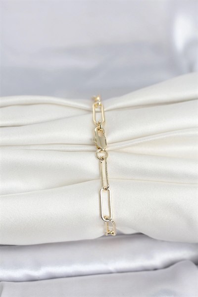 Mey İthalat® CM 14K Gold Renk Kalın Ataç Zincir Model Kadın Bileklik