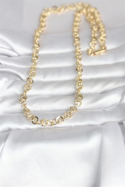 Mey İthalat® CM 14K Gold Renk Kalın Halka Zincirli 60 cm Kadın Kolye