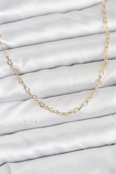 Mey İthalat® CM 14K Gold Renk Kalp Zincirli Kadın Kolye