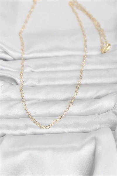Mey İthalat® CM 14K Gold Renk Kalp Zincirli 60 cm Kadın Kolye