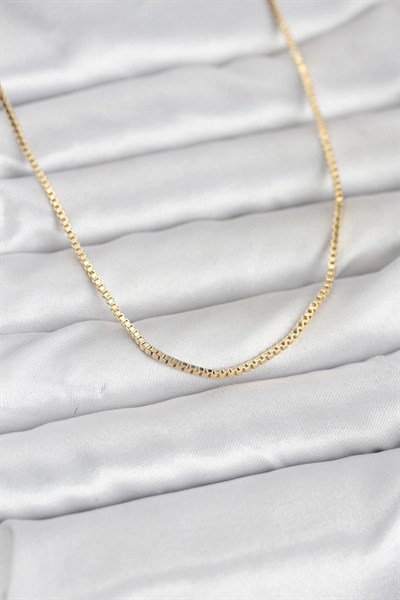 Mey İthalat® CM 14K Gold Renk Kare Zincirli Model 60 cm Kadın Kolye