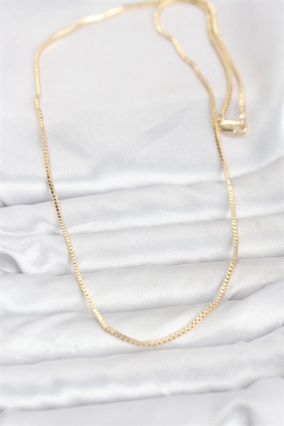 Mey İthalat® CM 14K Gold Renk Kare Zincirli Model 60 cm Kadın Kolye