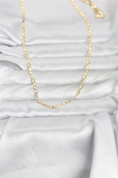Mey İthalat® CM 14K Gold Renk Lazer Zincirli Model 60 cm Kadın Kolye
