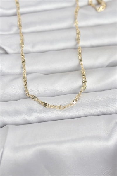 Mey İthalat® CM 14K Gold Renk Lazerli Gemici Zincir Model 60 cm Kadın Kolye