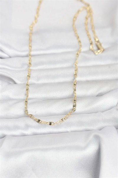 Mey İthalat® CM 14K Gold Renk Lazerli Gemici Zincir Model 60 cm Kadın Kolye