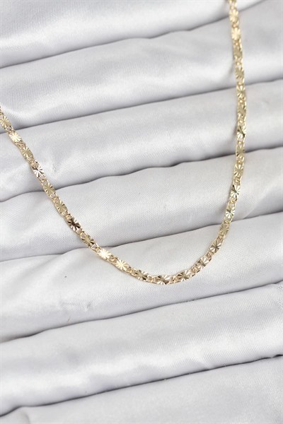 Mey İthalat® CM 14K Gold Renk Lazerli Zincir Model Kadın Kolye