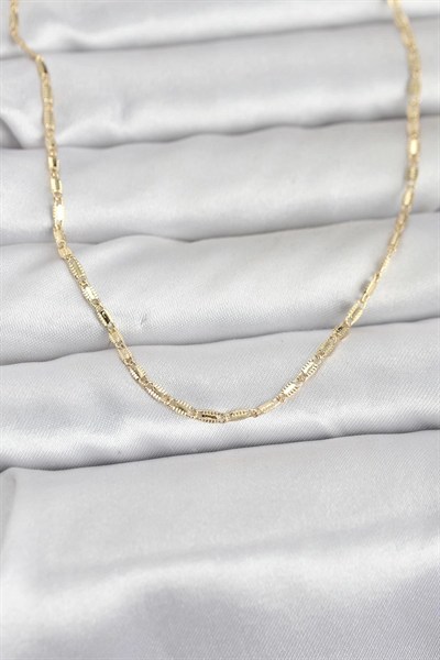 Mey İthalat® CM 14K Gold Renk Lazerli Zincir Model 60 cm Kadın Kolye