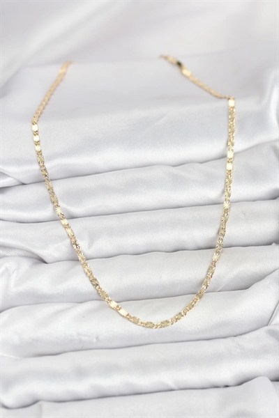 Mey İthalat® CM 14K Gold Renk Lazerli Zincir Model Kadın Kolye
